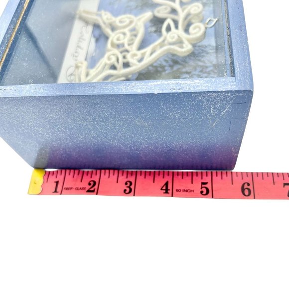 Handcrafted Shadow Box 7.5 x 5.5 x 3 Blue White Deer Christmas - Picture 6 of 7